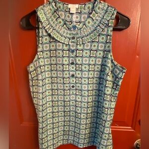 Green and Navy Sleeveless Top by J Crew - Size 8